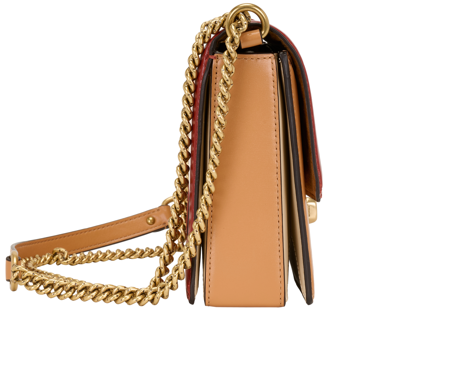Hutton, &pound;220, Handbags, Beige/Red, Leather, Side view